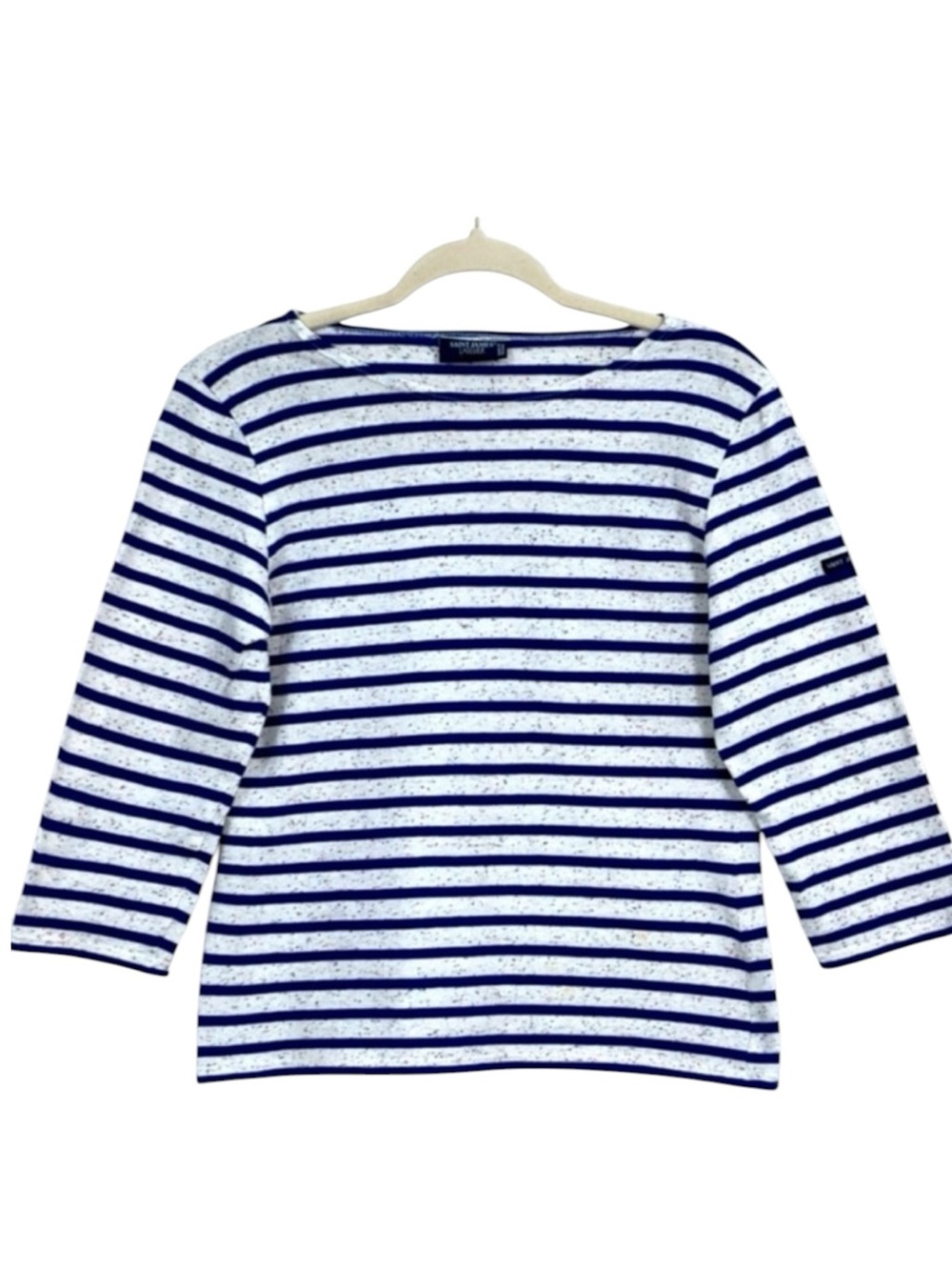 Saint James Galathee Breton Stripe Rainbow Nep Boat Neck 3/4 Sleeve Top US 6
